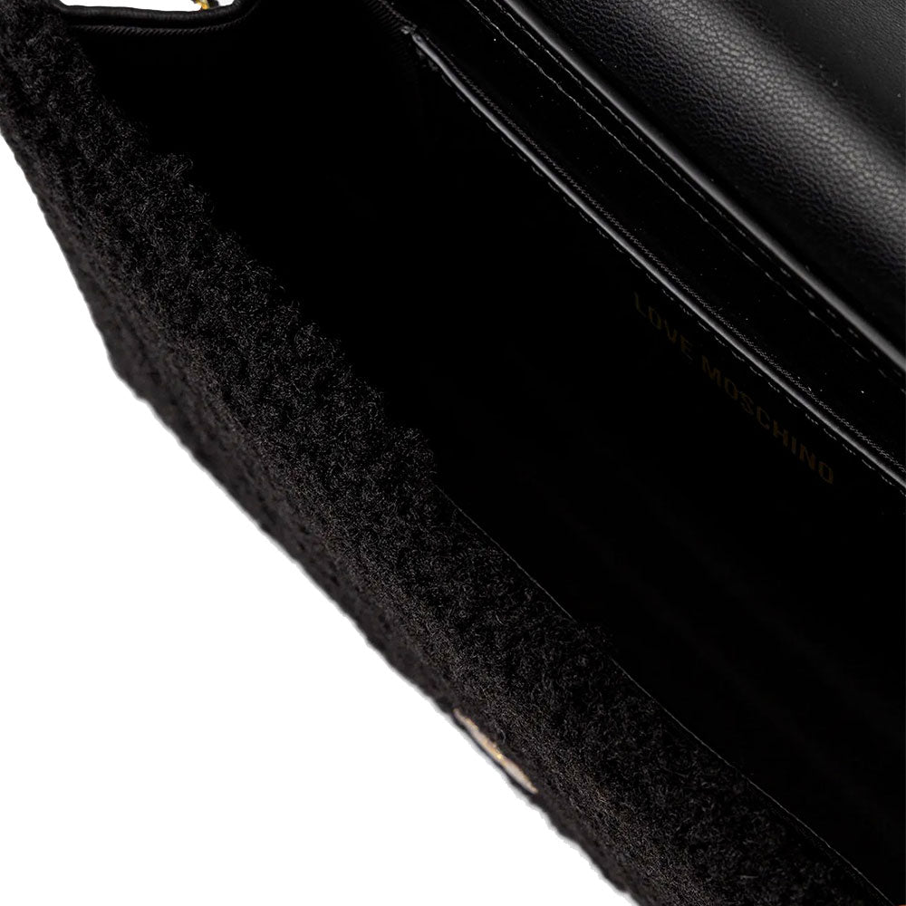 Clutch Donna con Tracolla LOVE MOSCHINO in Tessuto Teddy Nero