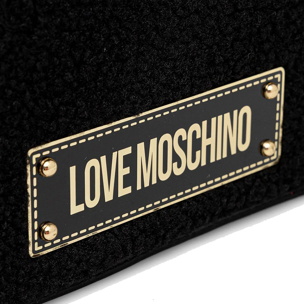 Clutch Donna con Tracolla LOVE MOSCHINO in Tessuto Teddy Nero