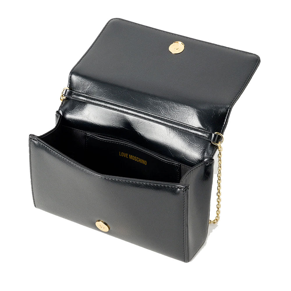 Clutch Donna con Tracolla LOVE MOSCHINO Nera con Logo Ricamato e Borchie