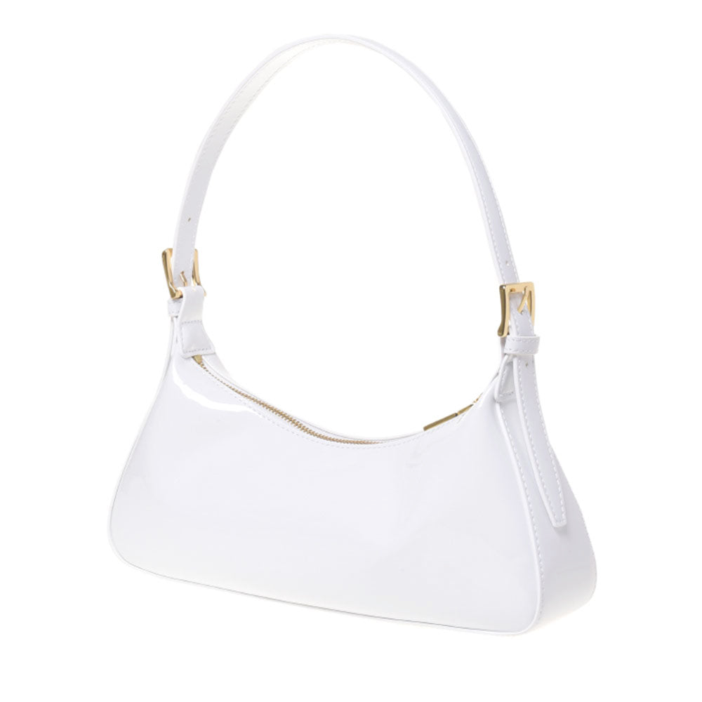 Borsa Donna a Spalla LOVE MOSCHINO in Ecopelle Effetto Vernice Bianca