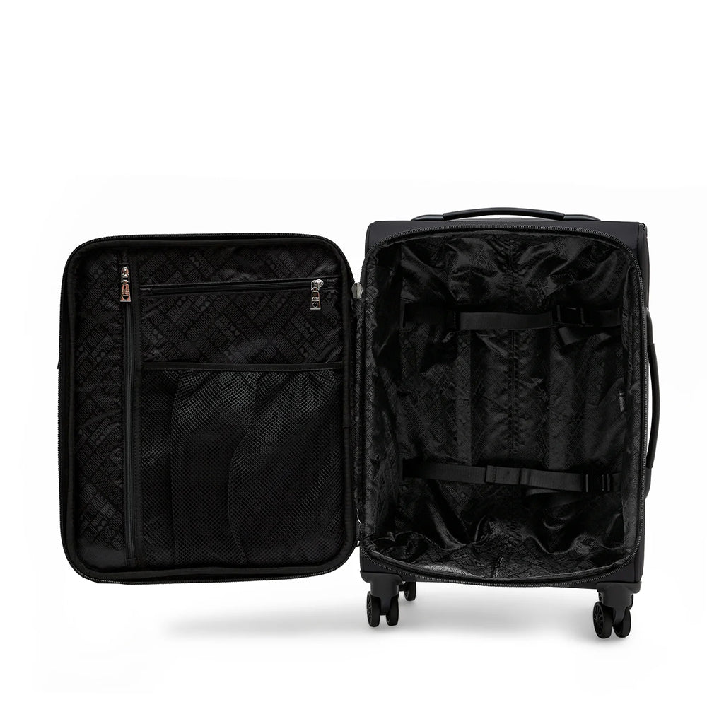 Trolley Cabina 55cm LOVE MOSCHINO in Tessuto Nero con Maxi Logo Rosso