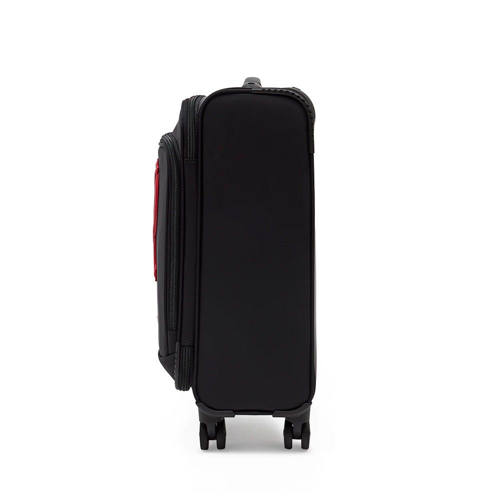 LOVE MOSCHINO 
55 cm Kabinentrolley aus schwarzem Stoff mit Maxi-Logo in Rot