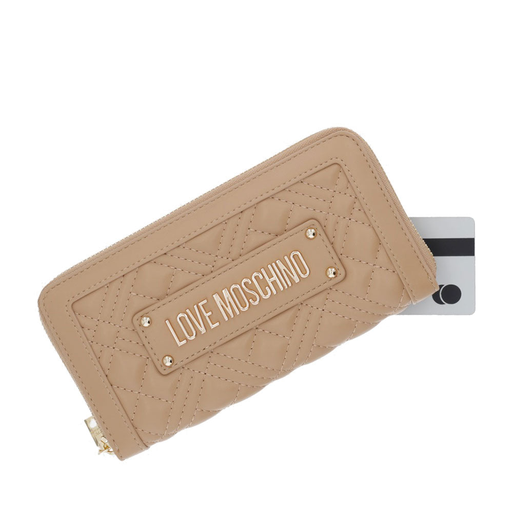 Portafoglio Donna Zip Around Trapuntato LOVE MOSCHINO linea Quilted Beige