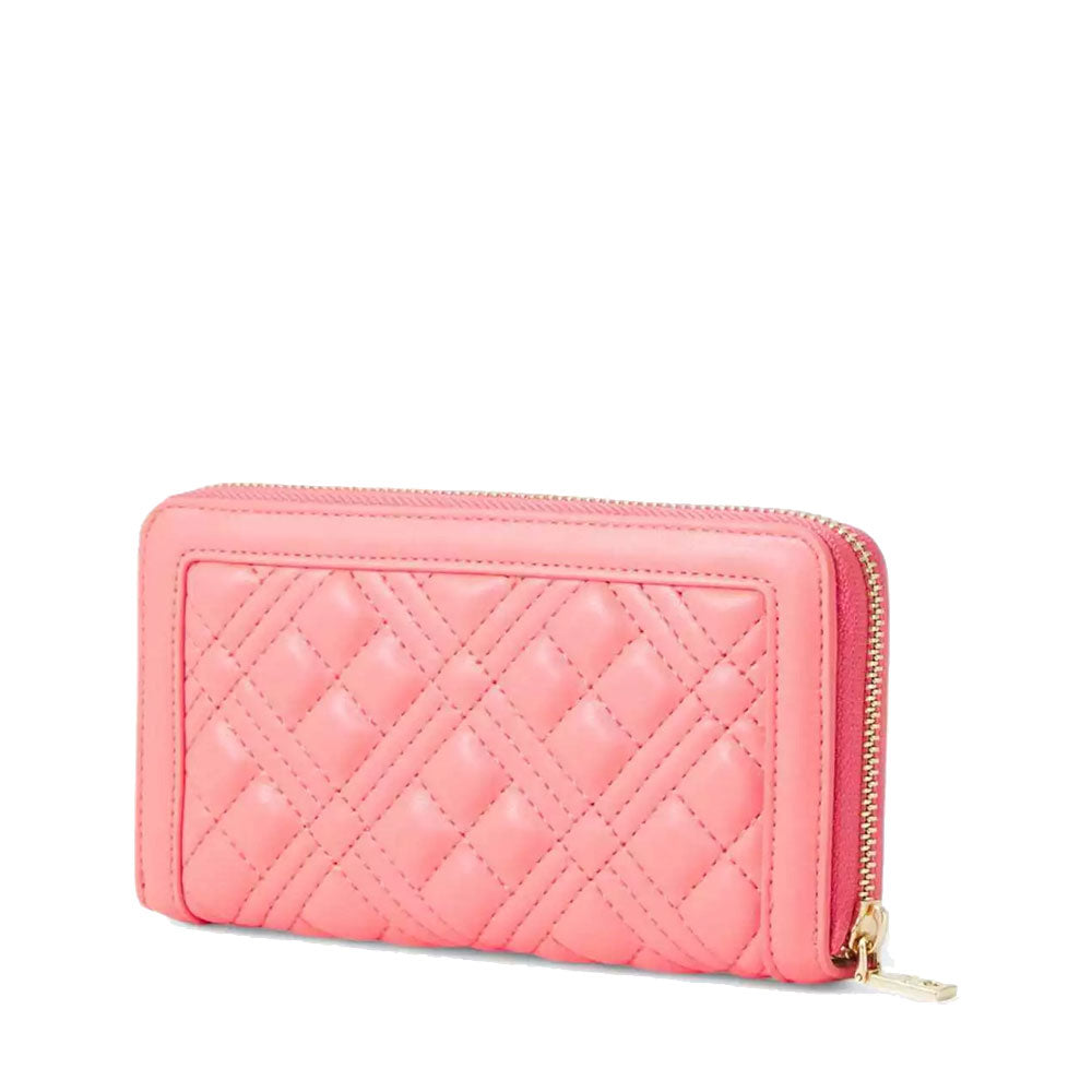 Women's Coral Quilted Zip-Around Wallet LOVE MOSCHINO Quilted