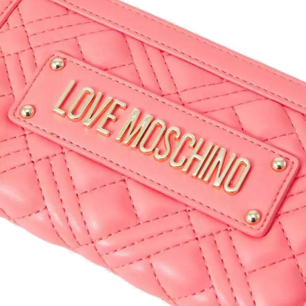 Women's Coral Quilted Zip-Around Wallet LOVE MOSCHINO Quilted