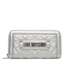 Portafoglio Donna Zip Around Trapuntato LOVE MOSCHINO linea Quilted Metallic Argento