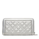 Portafoglio Donna Zip Around Trapuntato LOVE MOSCHINO linea Quilted Metallic Argento