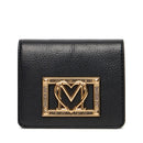 Portafoglio Donna Piccolo con Bottone LOVE MOSCHINO Nero con Placca Logata