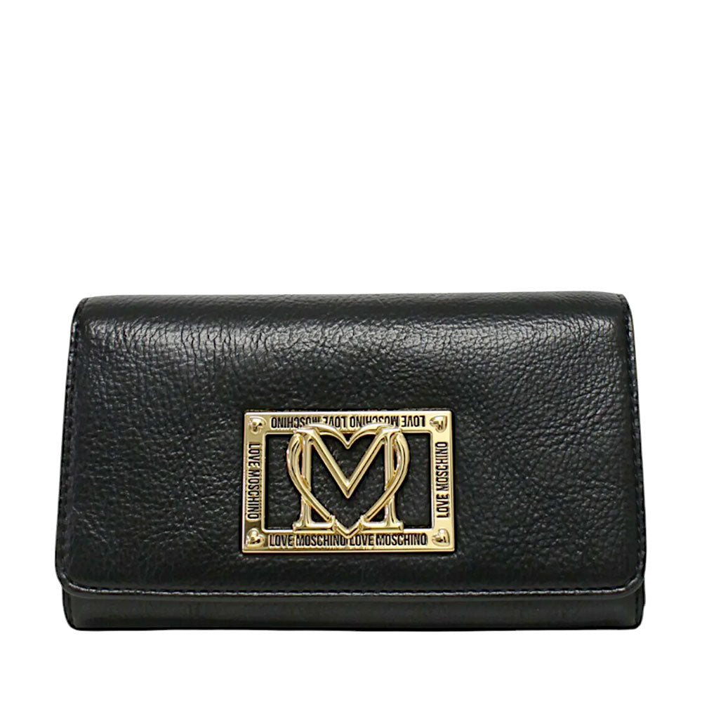 Portafoglio Donna Medio con Bottone LOVE MOSCHINO Nero con Placca Logata