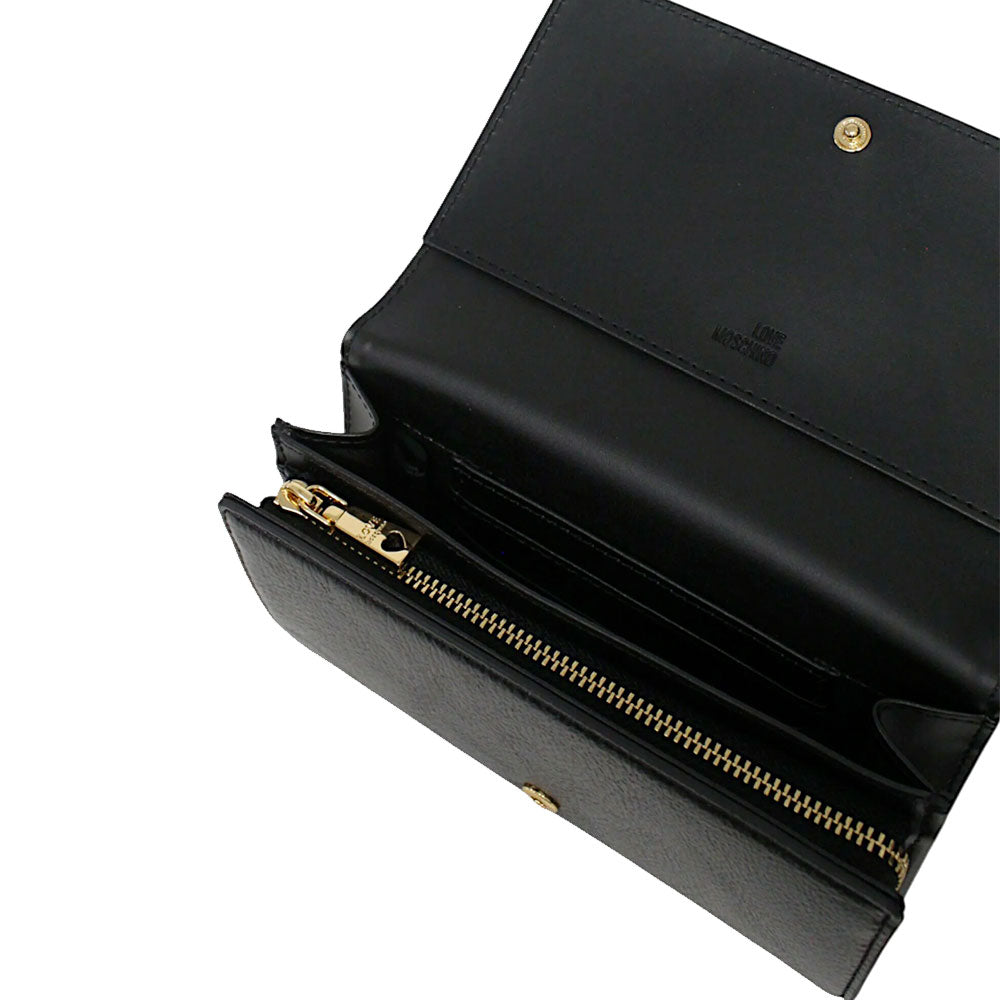 Portafoglio Donna Medio con Bottone LOVE MOSCHINO Nero con Placca Logata