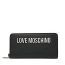 Portafoglio Donna Zip Around LOVE MOSCHINO linea Bold Love Nero e Nikel