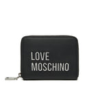 LOVE MOSCHINO Bold Love Kleine Damen-Geldbörse mit Rundum-Reißverschluss, Schwarz und Nikel