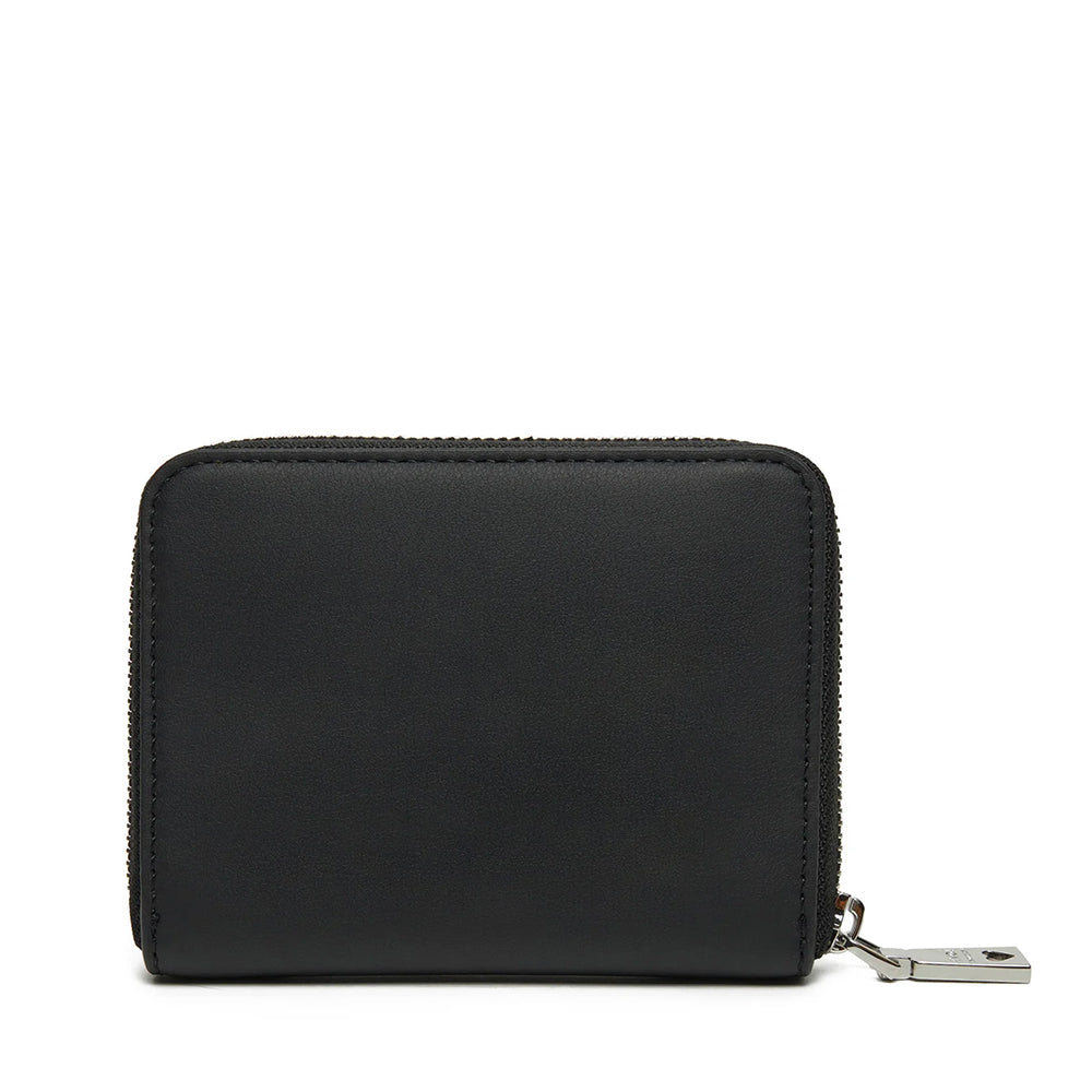 LOVE MOSCHINO Bold Love Kleine Damen-Geldbörse mit Rundum-Reißverschluss, Schwarz und Nikel