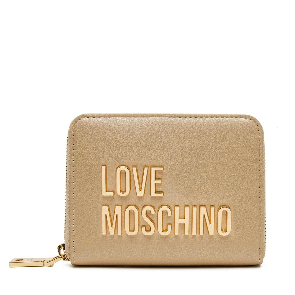 Portafoglio Donna Piccolo Zip Around LOVE MOSCHINO linea Bold Love Metallic Gold
