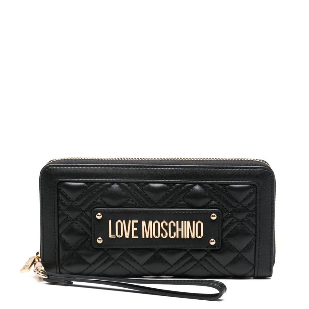 Portafoglio Donna Zip Around con Polsiera LOVE MOSCHINO linea Quilted Trapuntato Nero