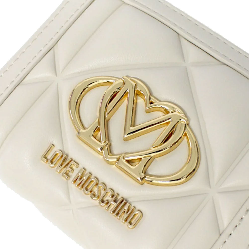 Portafoglio Piccolo Zip Around LOVE MOSCHINO linea Embossed Avorio
