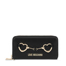 LOVE MOSCHINO Damen-Geldbörse mit Rundum-Reißverschluss und Armband, Hearts Line, Schwarz
