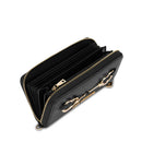 LOVE MOSCHINO Damen-Geldbörse mit Rundum-Reißverschluss und Armband, Hearts Line, Schwarz