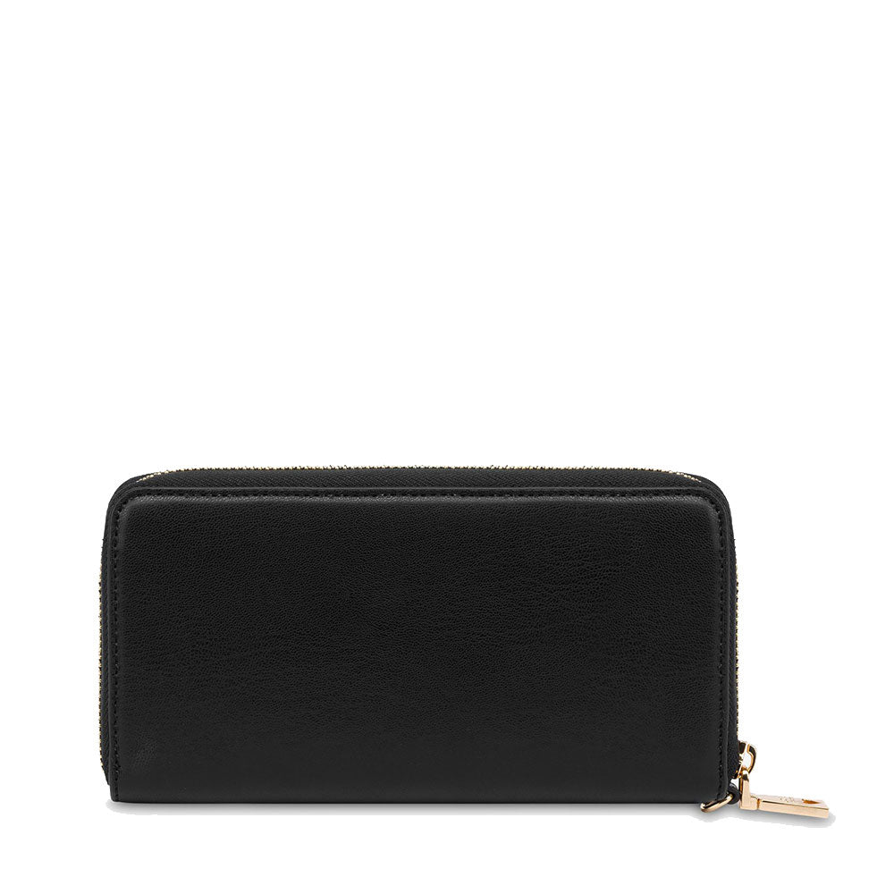 LOVE MOSCHINO Damen-Geldbörse mit Rundum-Reißverschluss und Armband, Hearts Line, Schwarz