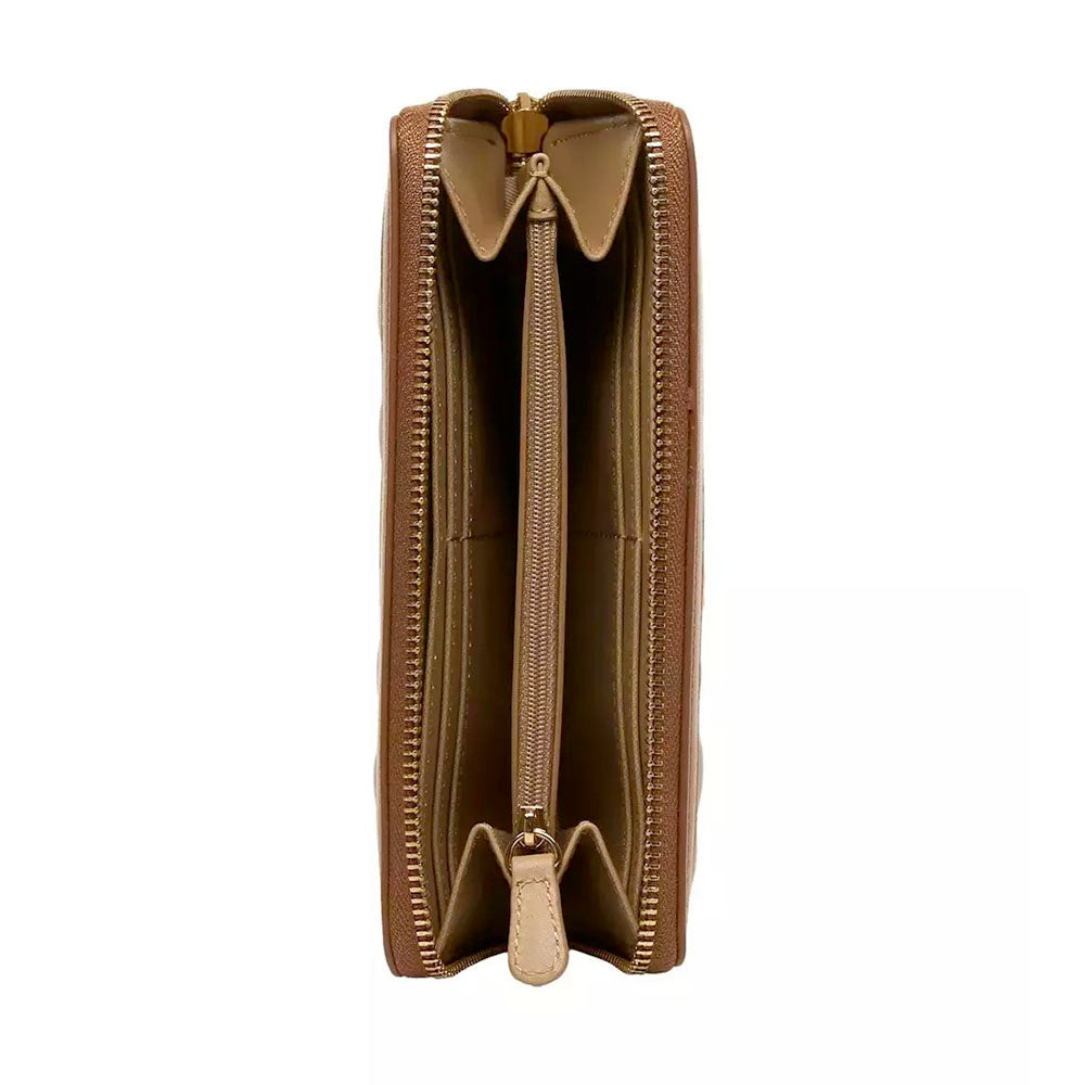 Portafoglio Trapuntato Zip Around LOVE MOSCHINO linea Embossed color Cammello