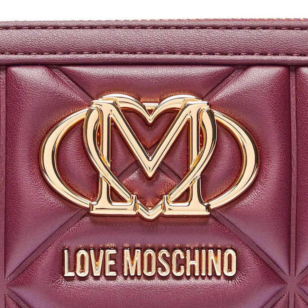Portafoglio Trapuntato Zip Around LOVE MOSCHINO linea Embossed color Vino