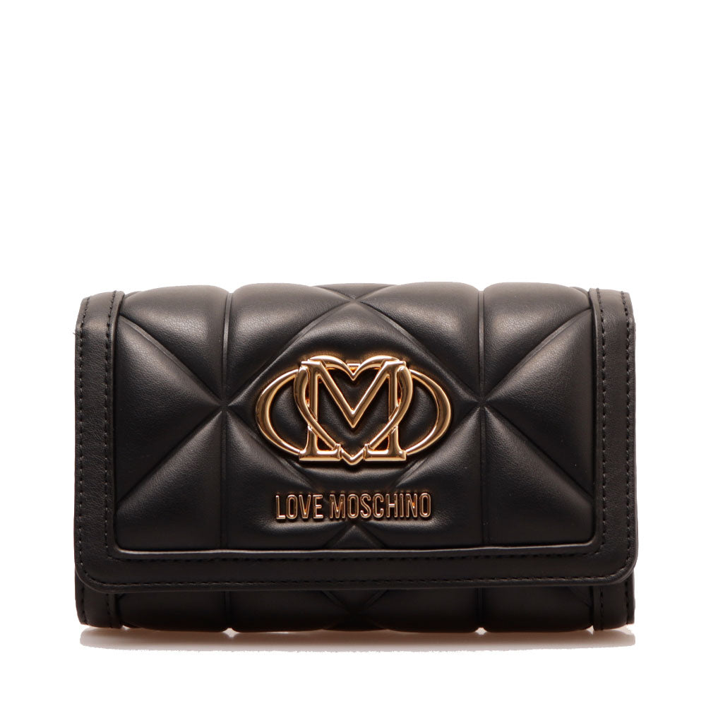 Portafoglio Trapuntato con Bottone LOVE MOSCHINO linea Embossed Nero