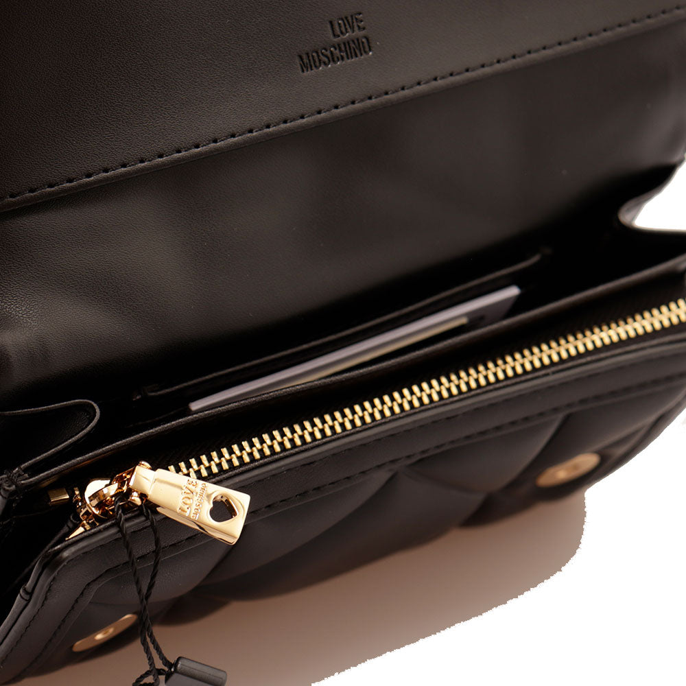 Portafoglio Trapuntato con Bottone LOVE MOSCHINO linea Embossed Nero