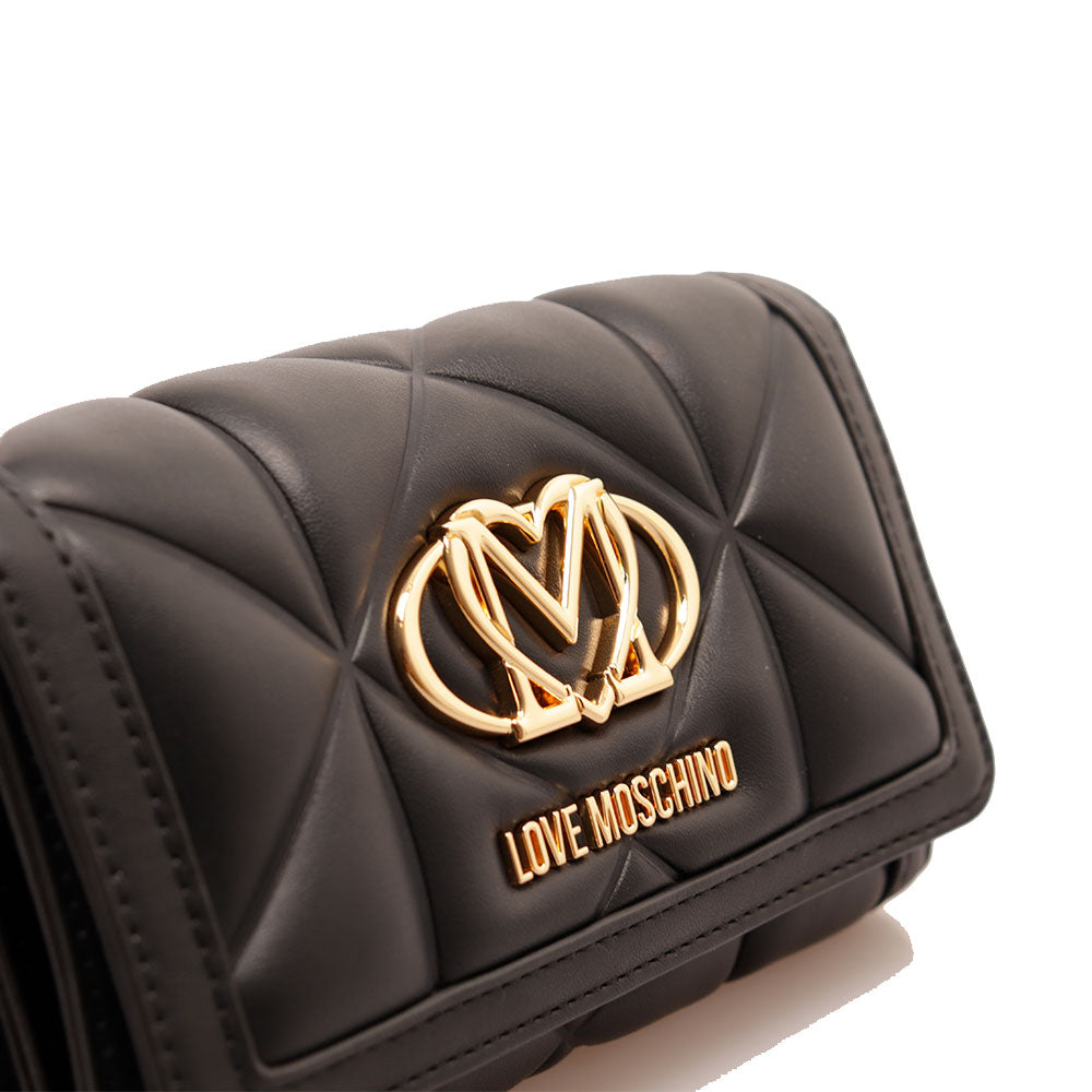 Portafoglio Trapuntato con Bottone LOVE MOSCHINO linea Embossed Nero