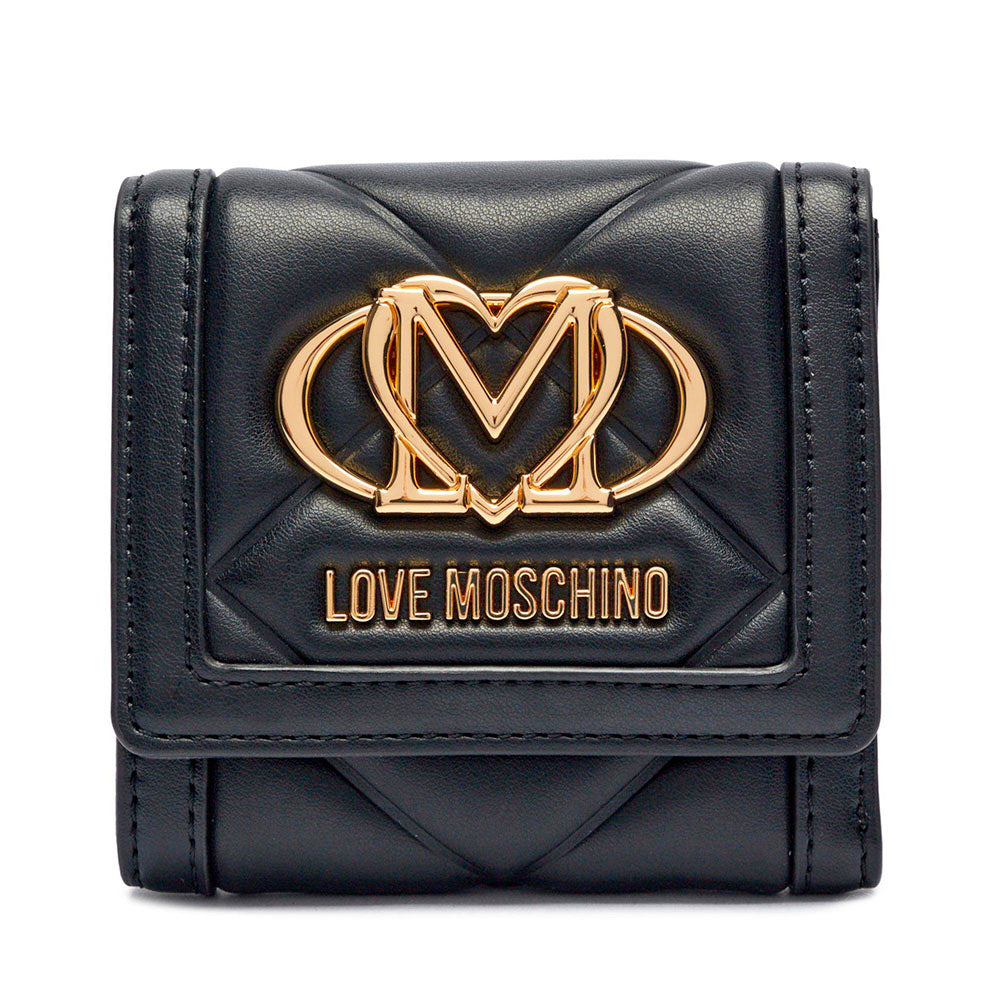 Portafoglio Piccolo Trapuntato con Bottone LOVE MOSCHINO linea Embossed Nero
