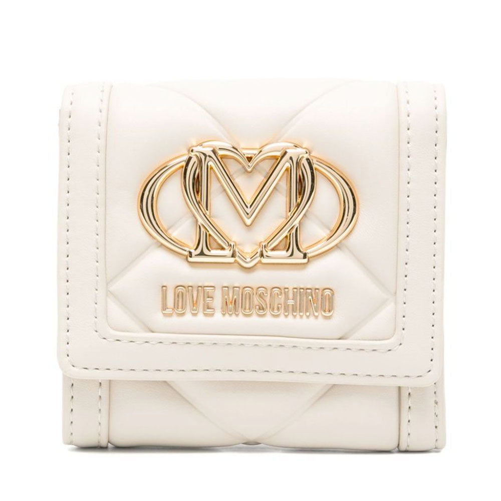 Portafoglio Piccolo Trapuntato con Bottone LOVE MOSCHINO linea Embossed Avorio