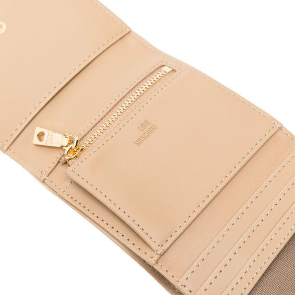 Portafoglio Piccolo Trapuntato con Bottone LOVE MOSCHINO linea Embossed Avorio