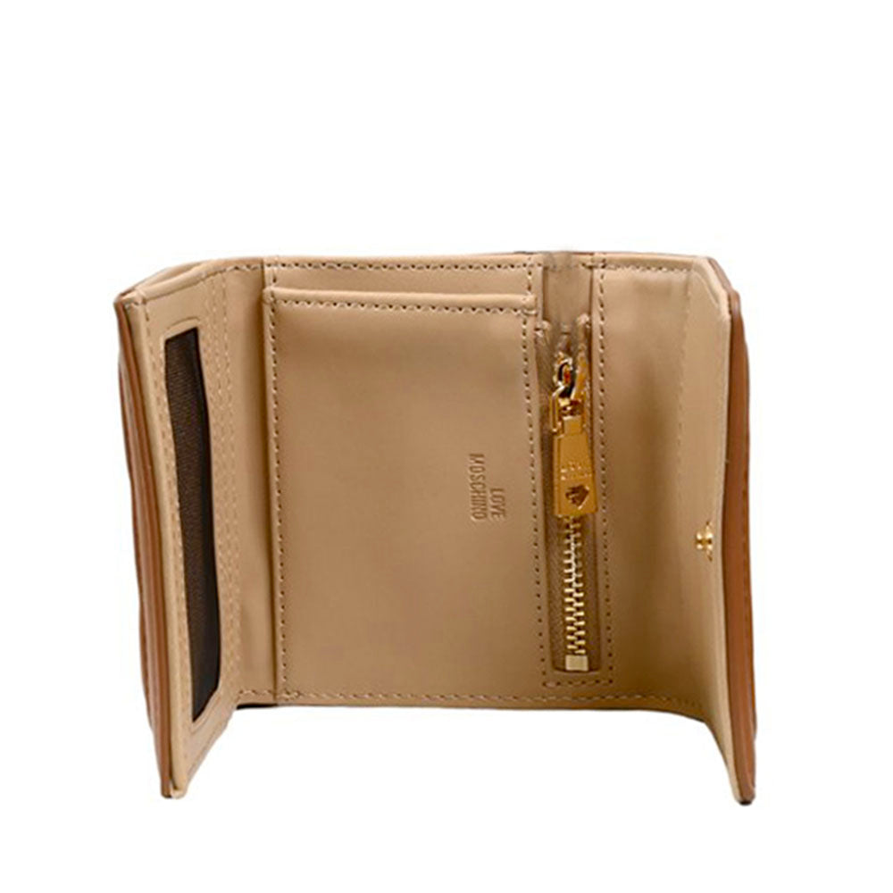 Portafoglio Piccolo Trapuntato con Bottone LOVE MOSCHINO linea Embossed color Cammello