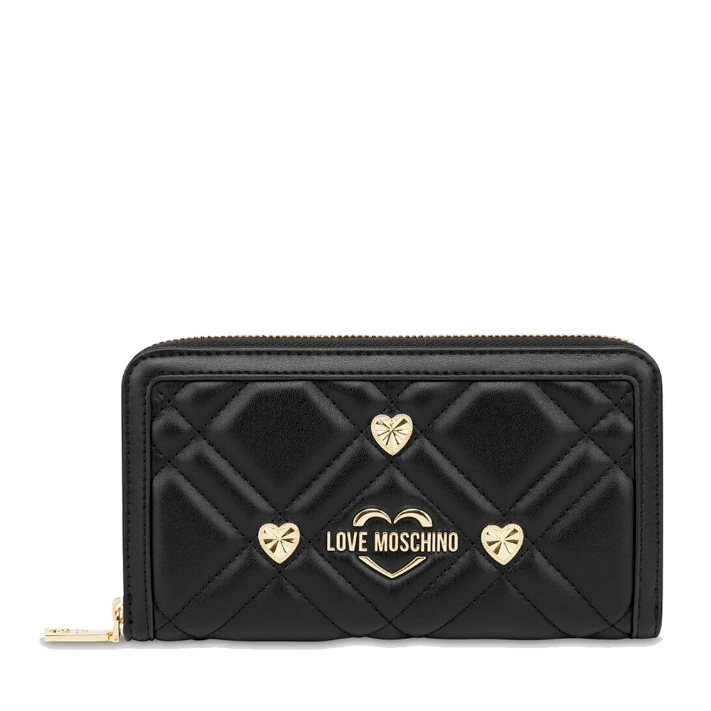 Portafoglio Trapuntato Zip Around LOVE MOSCHINO linea Sweet Studs Nero