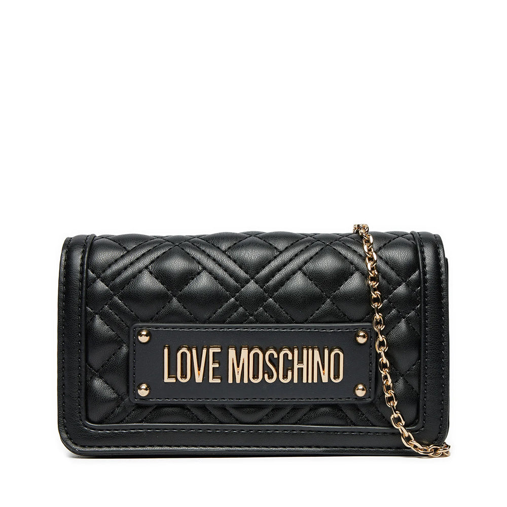 LOVE MOSCHINO SHINY QUILTED LINIE
Mini-Clutch in Schwarz mit Schultergurt 