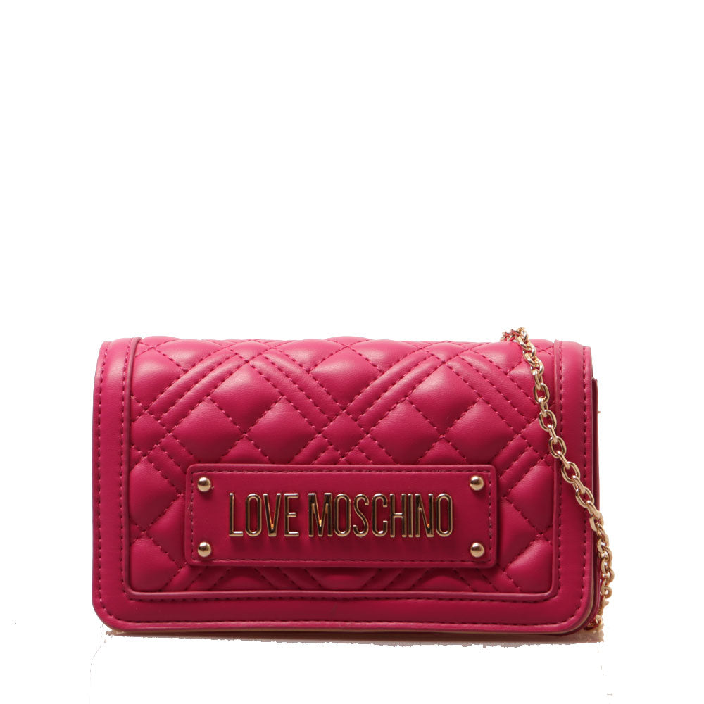 Mini Clutch con Tracolla LOVE MOSCHINO linea Shiny Quilted Magenta