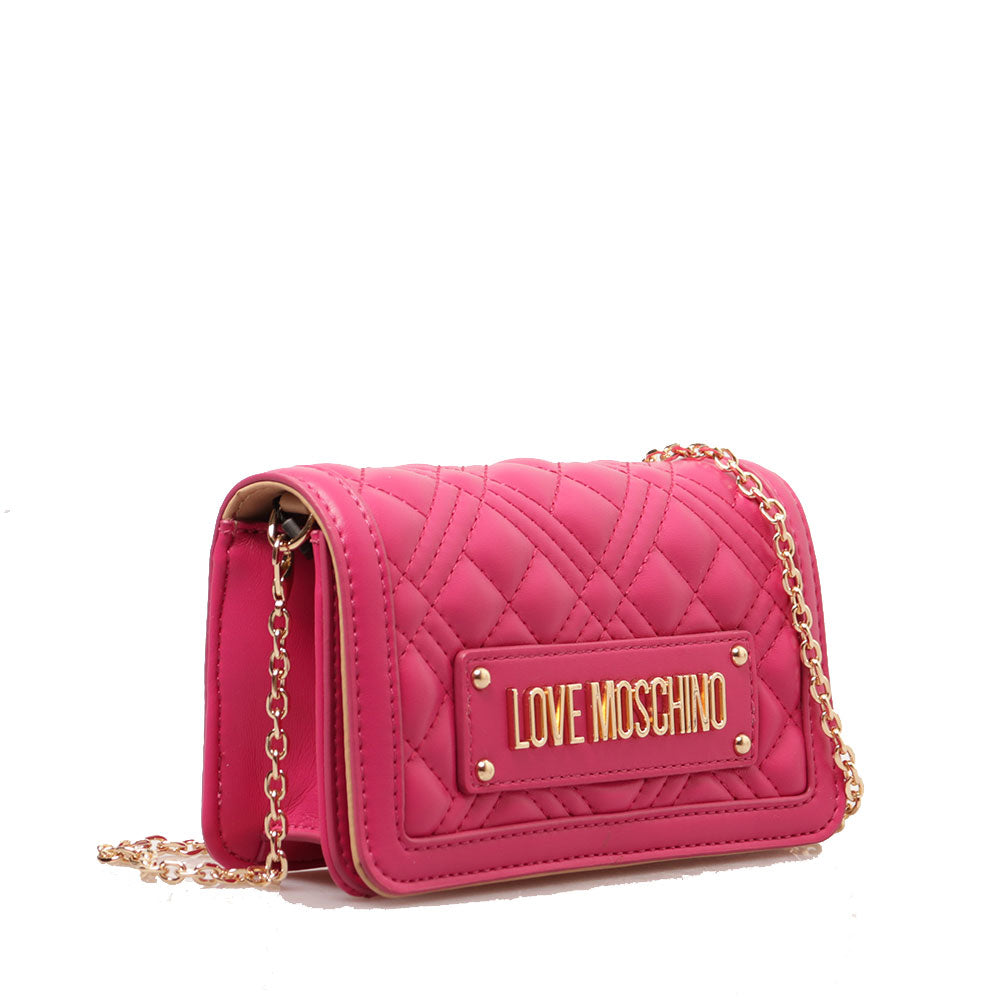 Mini Clutch con Tracolla LOVE MOSCHINO linea Shiny Quilted Magenta