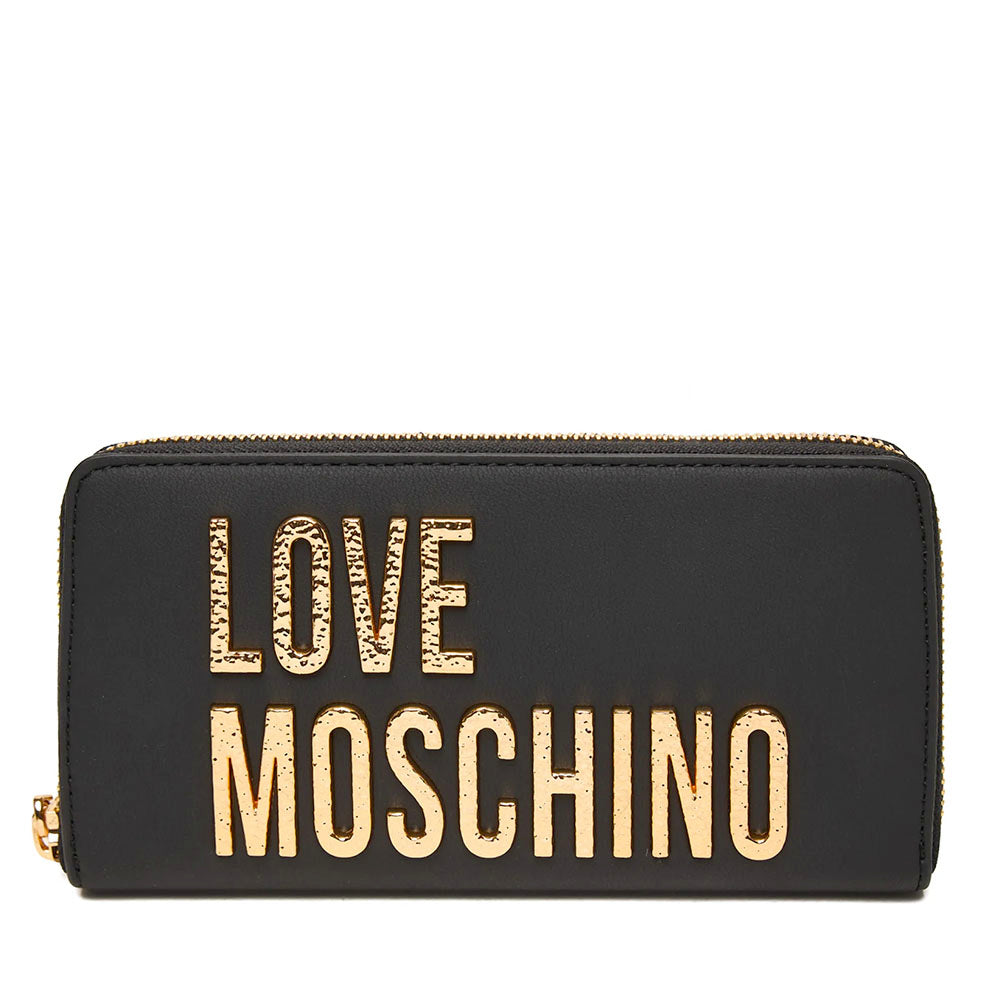 Portafoglio Donna Zip Around LOVE MOSCHINO Nero con Maxi Logo