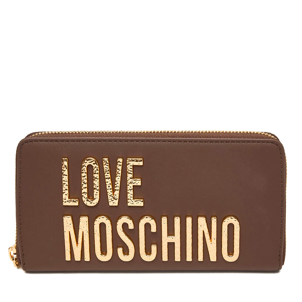 Portafoglio Donna Zip Around LOVE MOSCHINO Marrone con Maxi Logo