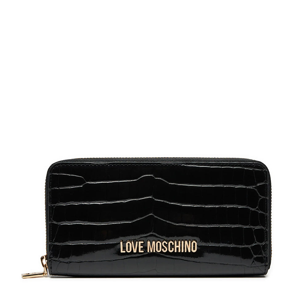 Portafoglio Donna Zip Around LOVE MOSCHINO stampa Cocco Nero