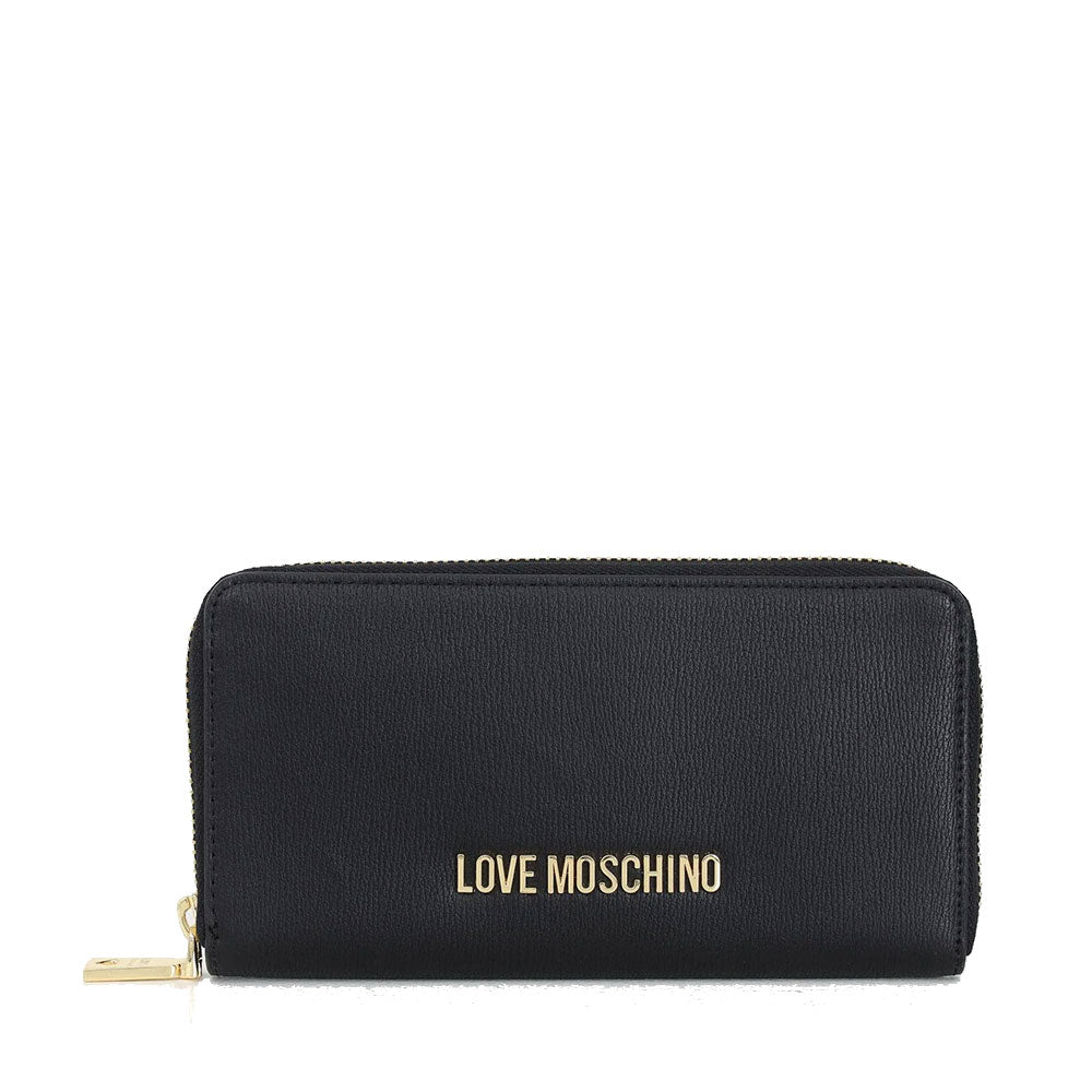 Portafoglio Donna Zip Around LOVE MOSCHINO Effetto Goffrato Nero