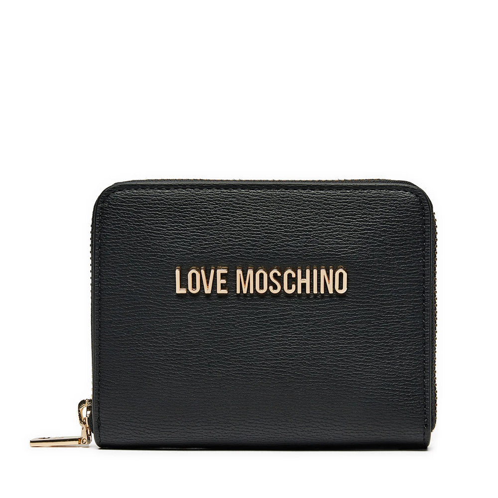 Portafoglio Donna Piccolo Zip Around LOVE MOSCHINO Effetto Goffrato Nero