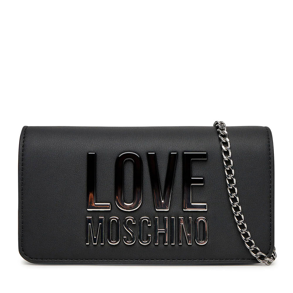 Mini Clutch con Tracolla LOVE MOSCHINO Nera con Logo Lettering Sfumato