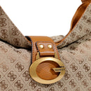 Borsa Donna Hobo a Spalla GUESS Linea Camden Colore Latte Logo - Cognac