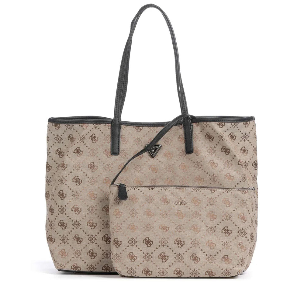 Borsa Donna Shopper a Spalla GUESS Linea Victtoria Large Colore Latte Logo - Black