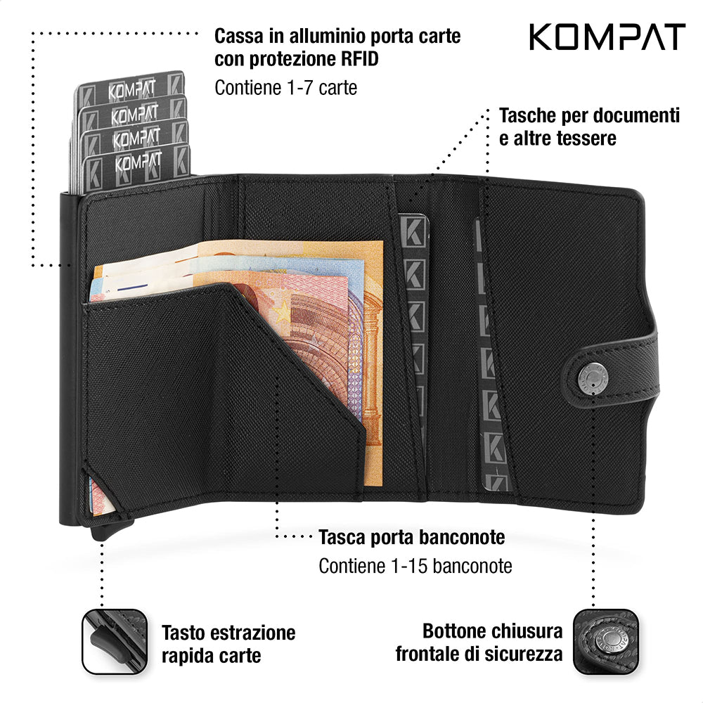 KOMPAT-Kartenhalter der Kompat SX-Linie mit RFID-Farbe Essential Black