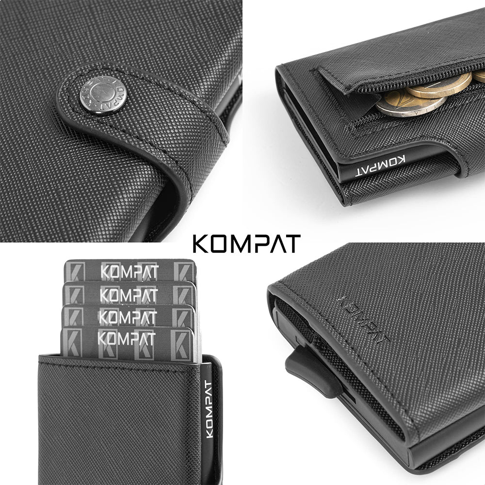 KOMPAT-Kartenhalter der Kompat SX-Linie mit RFID-Farbe Saffiano Black