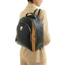 1A Classe Damenrucksack Alviero Martini Deco Coast-Linie aus schwarzem genarbtem Leder LA11