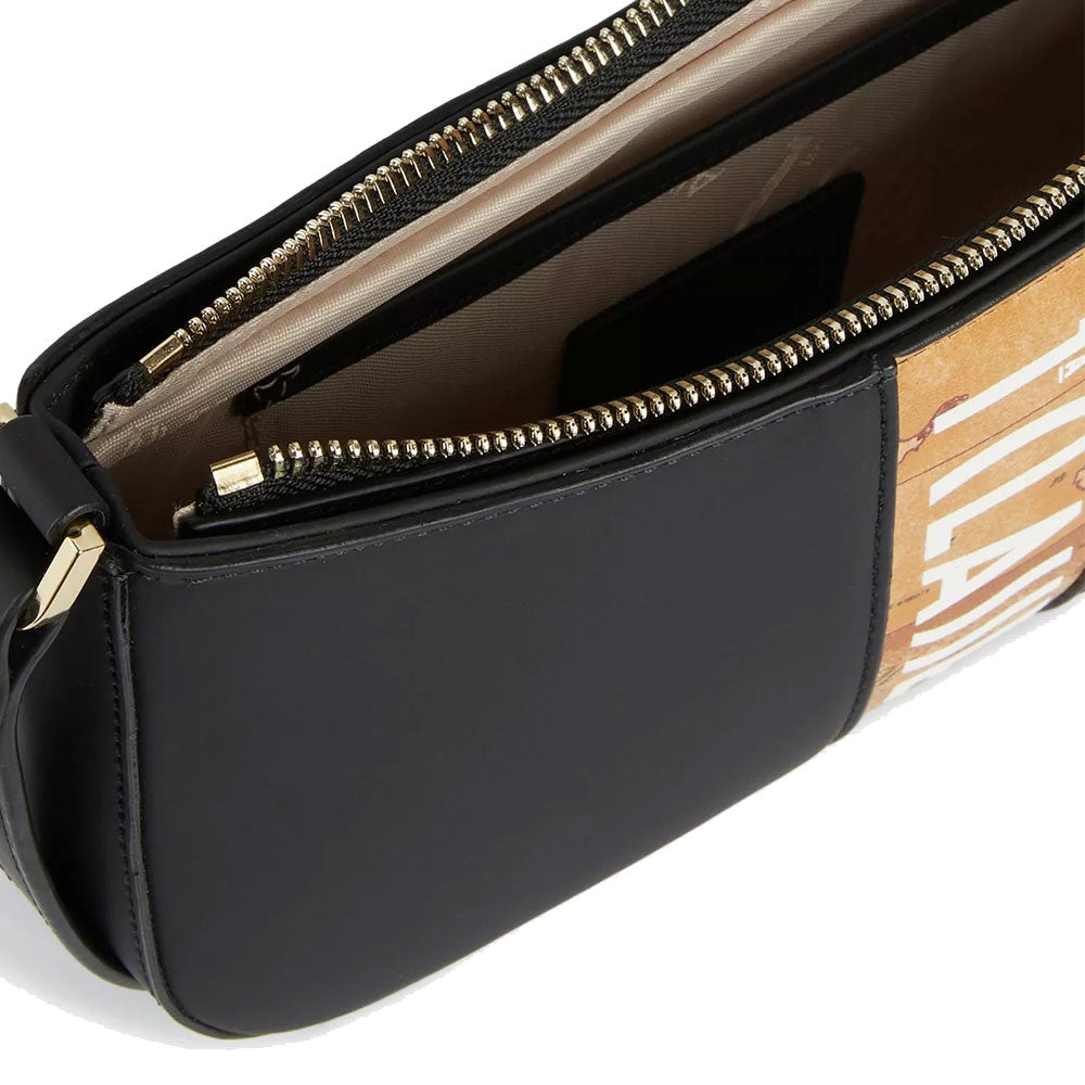 Kleine Damen-Umhängetasche 1A Classe Alviero Martini Geo Atlantis-Linie Schwarz LA36