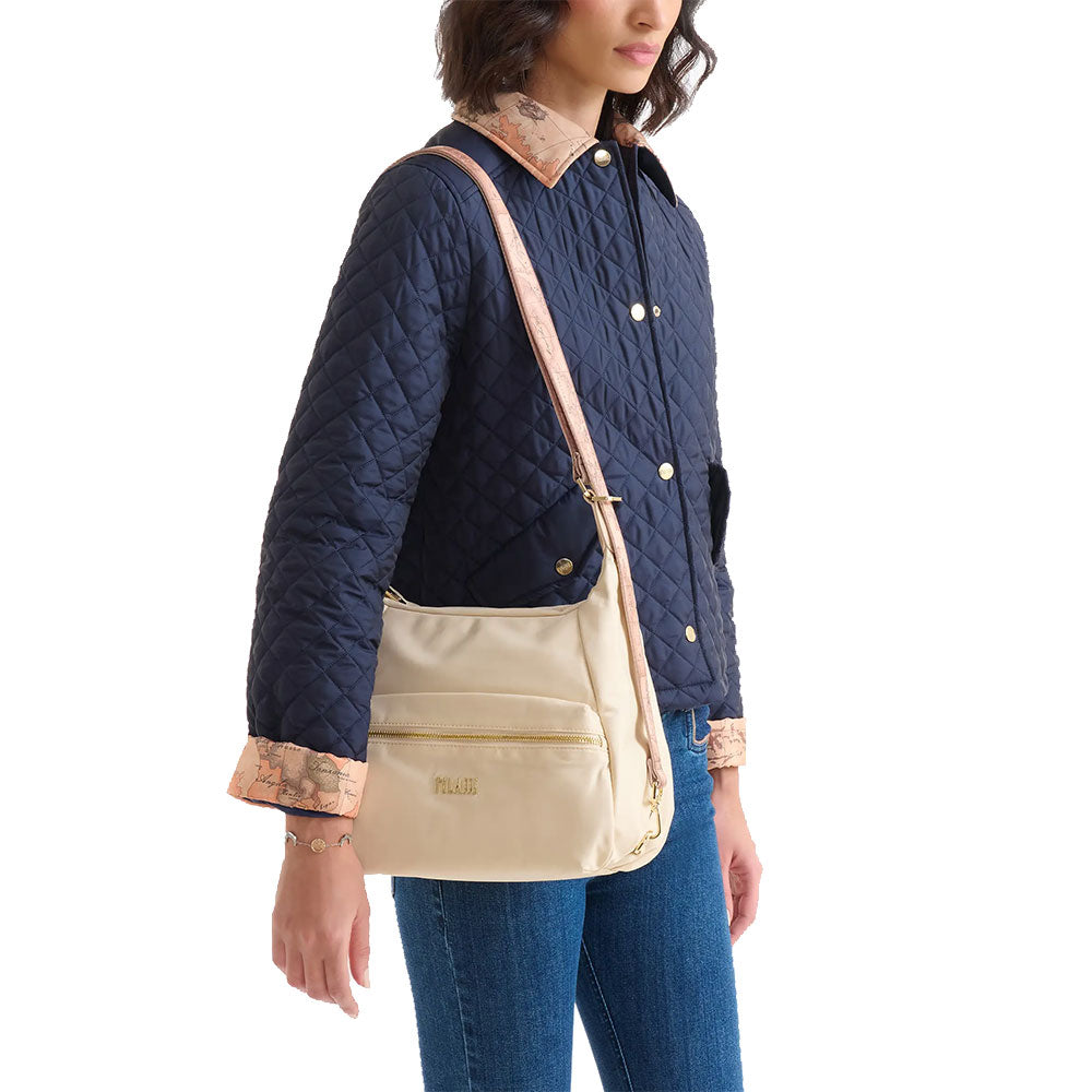 Dreifach tragbare Umhängetasche 1A Classe Alviero Martini Nylon Eco Vibe Elfenbein LA75