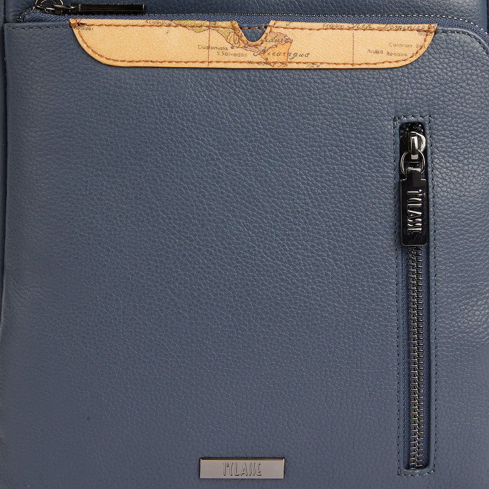 1A Classe Alviero Martini Trip linie 
Große Herrentasche aus Denimblauem Leder LA86